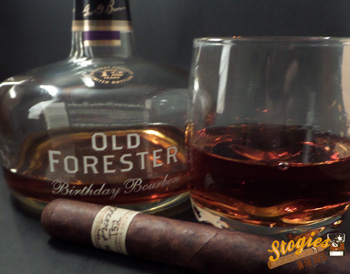 Liga Privada T52 paired with Old Forester Birthday Bourbon